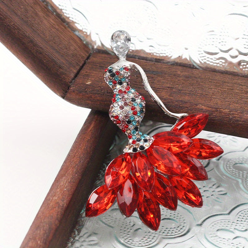 Vintage Mermaid Tail Brooch Pin with Rhinestones and Crystals in Corsage Set