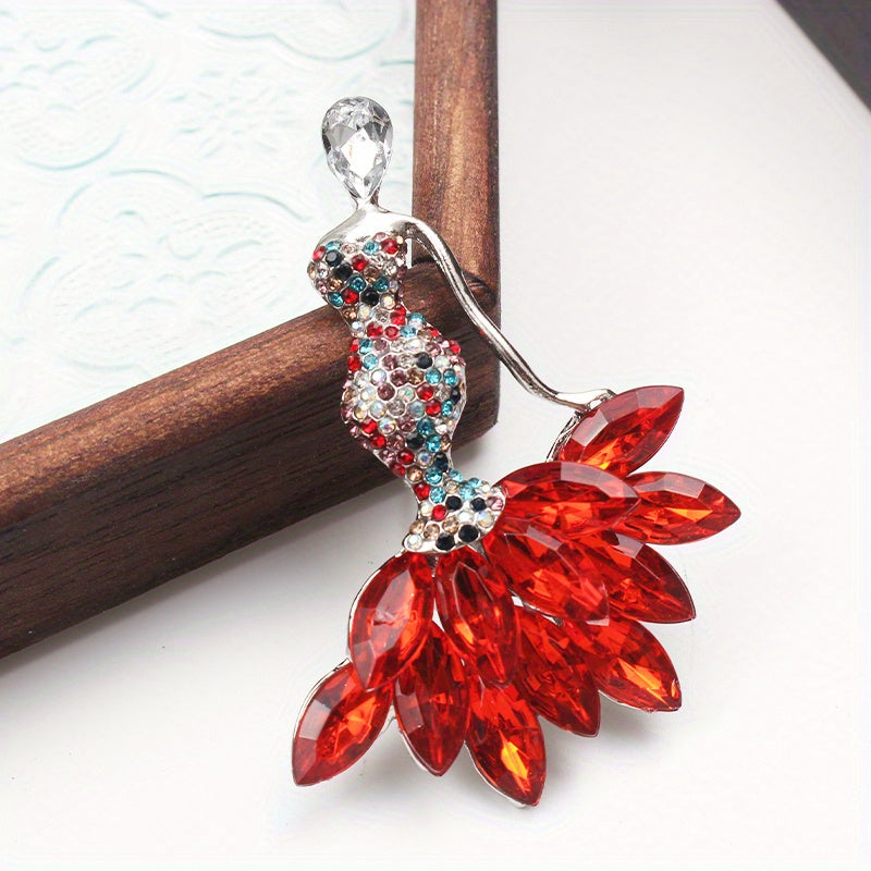 Vintage Mermaid Tail Brooch Pin with Rhinestones and Crystals in Corsage Set