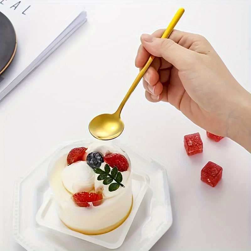 Set of 4 Stainless Steel Long-Handled Spoons for Coffee Tea Dessert Serving