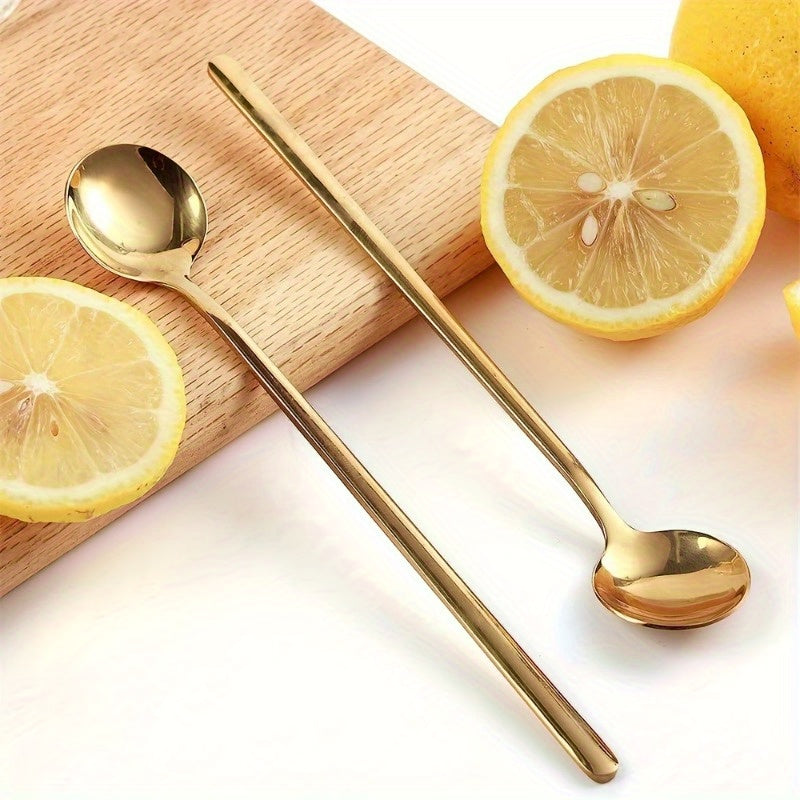 Set of 4 Stainless Steel Long-Handled Spoons for Coffee Tea Dessert Serving
