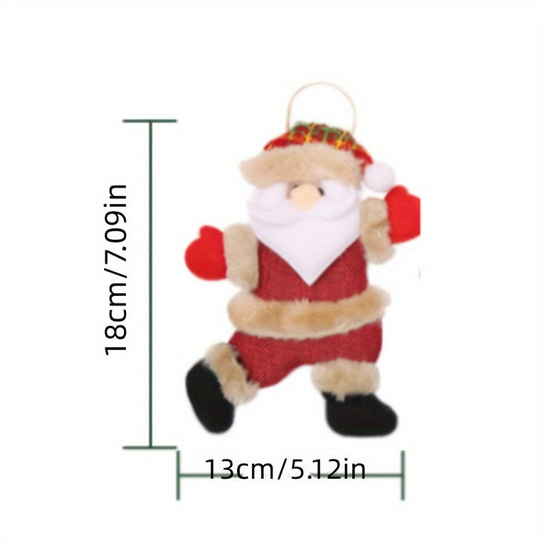Set of 4 Fabric Christmas Ornaments Santa Reindeer Snowman Bear Holiday Decor