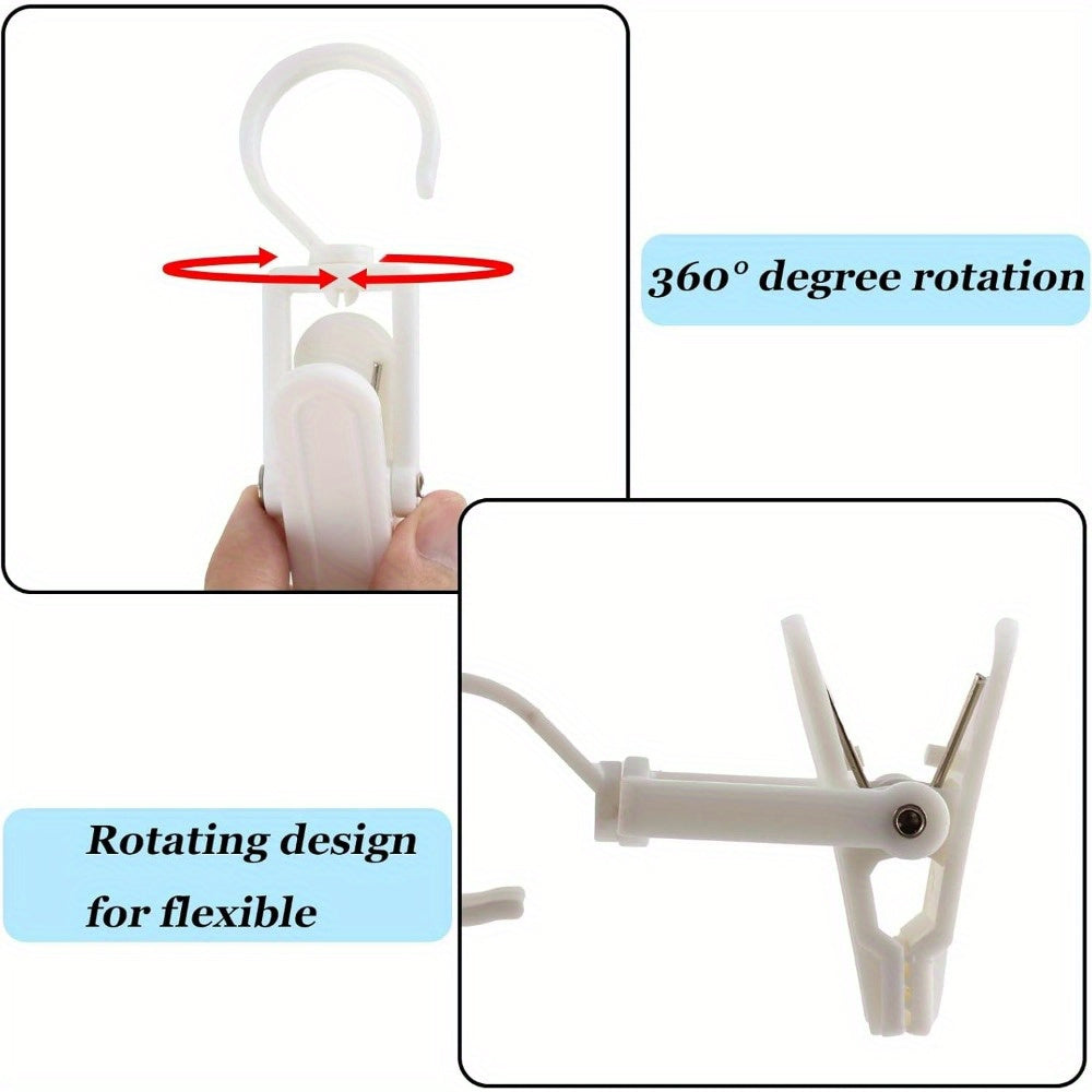 25 Pieces of Plastic Laundry Hooks with Clips for Closet, Bathroom, and Travel Organization