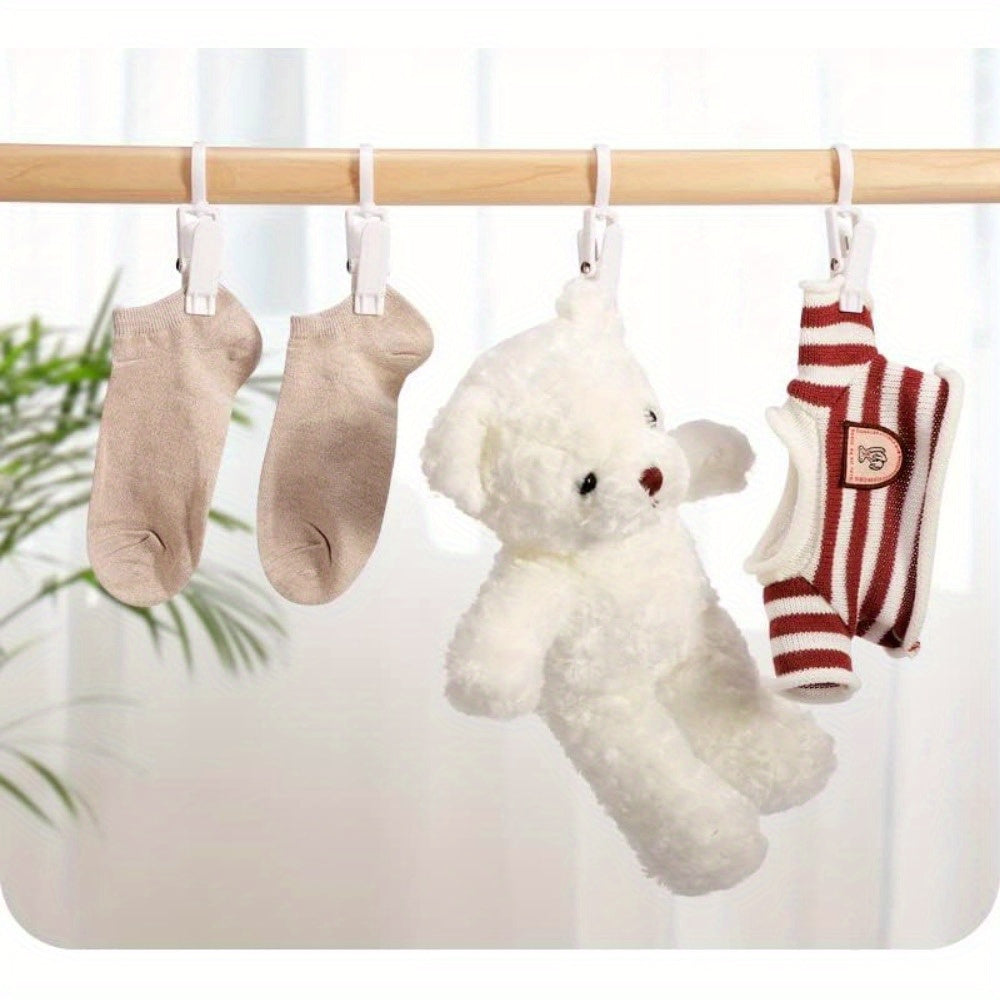 25 Pieces of Plastic Laundry Hooks with Clips for Closet, Bathroom, and Travel Organization