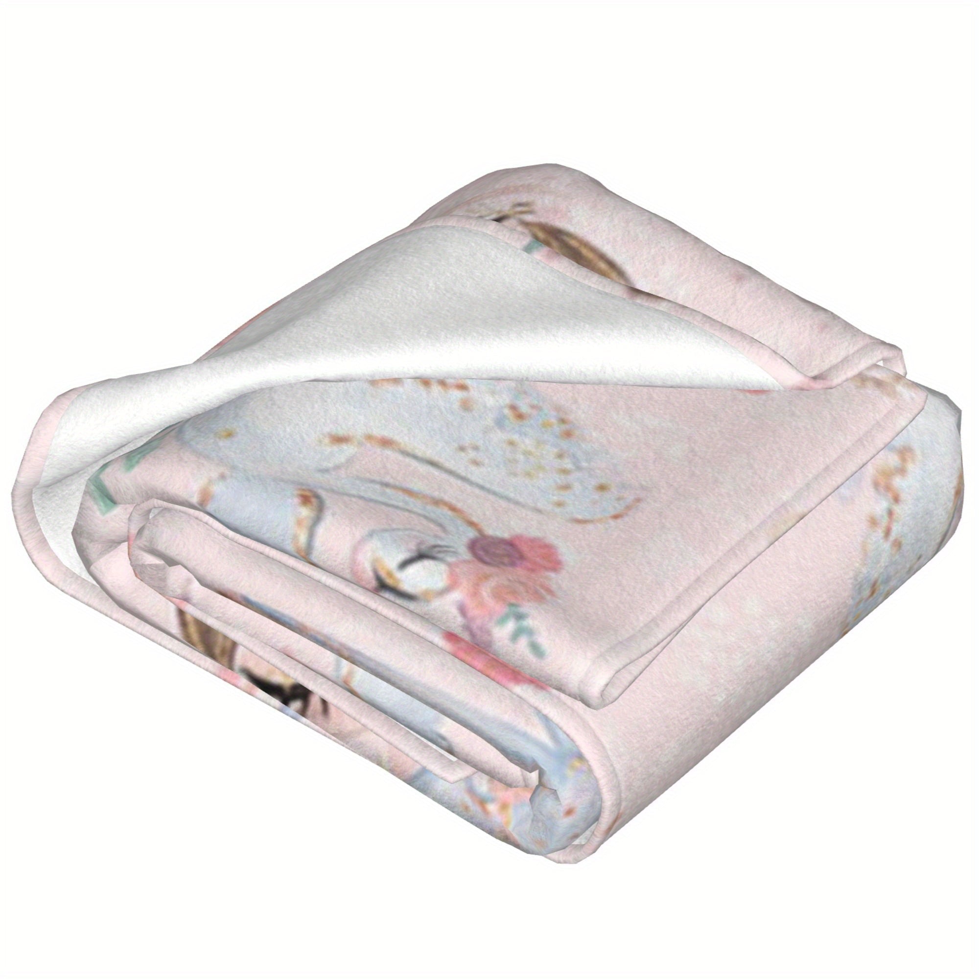 Pink Velvet Blanket with Ballet Dancer Pattern for Kids and Teens