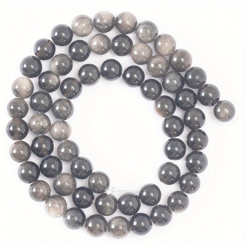 Set of 6/8/10mm Natural Obsidian Beads for Jewelry Making, Round Faux Gemstones