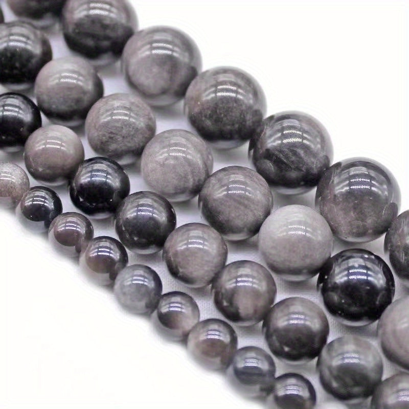 Set of 6/8/10mm Natural Obsidian Beads for Jewelry Making, Round Faux Gemstones