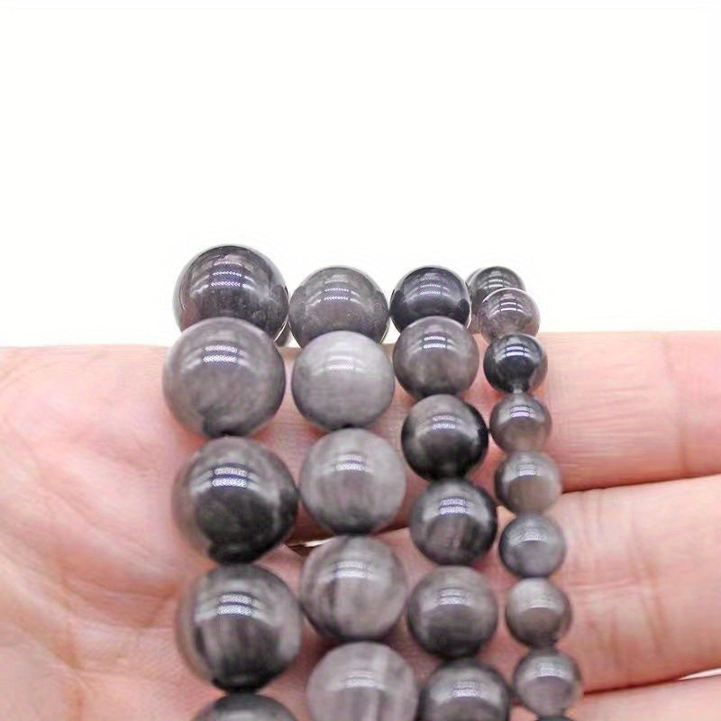 Set of 6/8/10mm Natural Obsidian Beads for Jewelry Making, Round Faux Gemstones