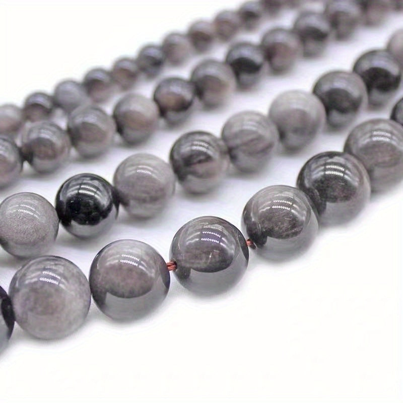 Set of 6/8/10mm Natural Obsidian Beads for Jewelry Making, Round Faux Gemstones