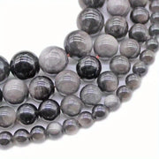Set of 6/8/10mm Natural Obsidian Beads for Jewelry Making, Round Faux Gemstones