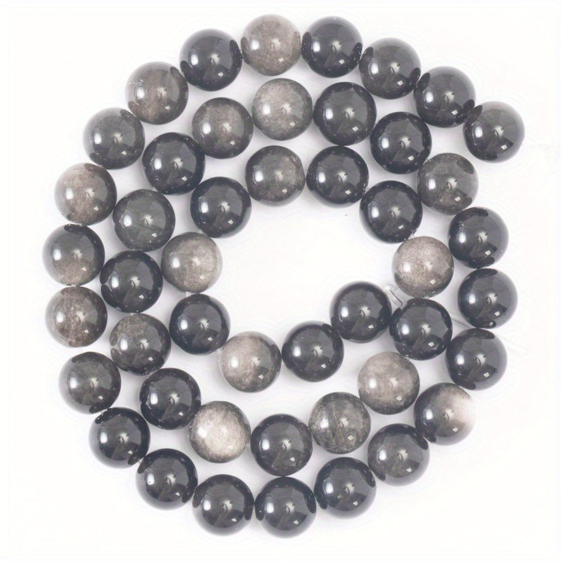 Set of 6/8/10mm Natural Obsidian Beads for Jewelry Making, Round Faux Gemstones