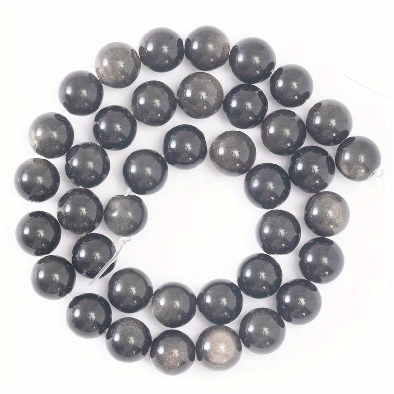 Set of 6/8/10mm Natural Obsidian Beads for Jewelry Making, Round Faux Gemstones