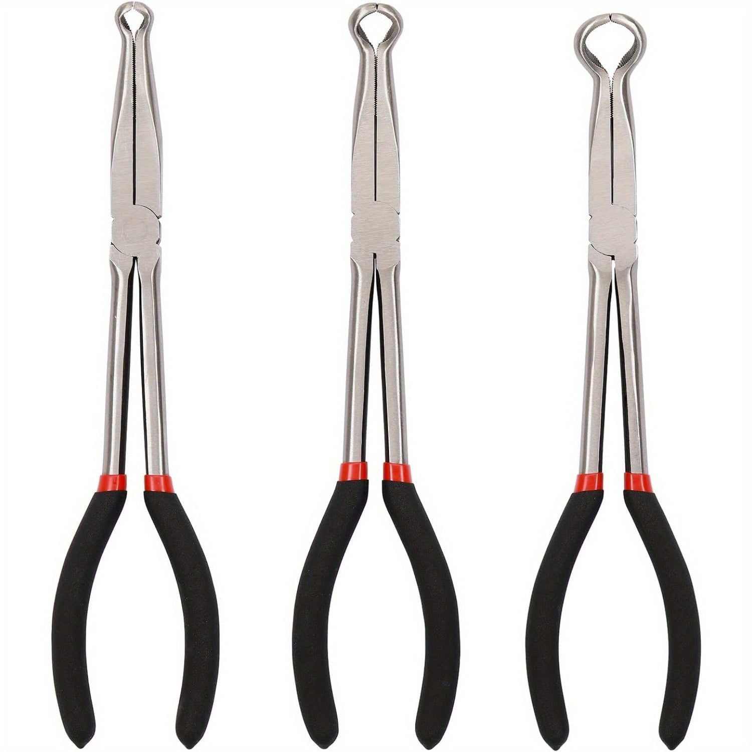 3-Piece Steel Hose Gripper Pliers Set Serrated Jaws 5/16 1/2 3/4 Inch