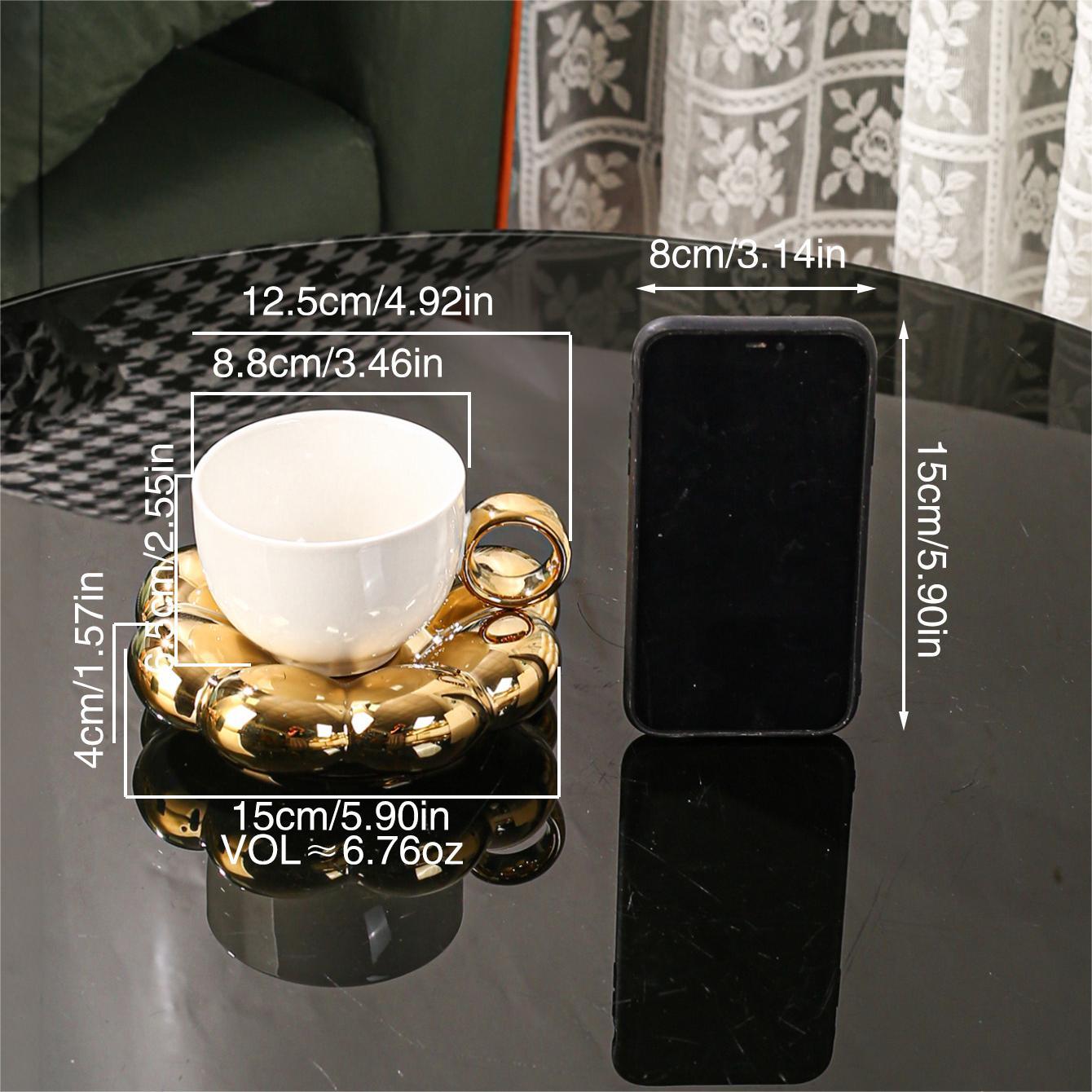 Ceramic Sunflower Coffee Cup and Saucer Set 200ml Insulated Multipurpose