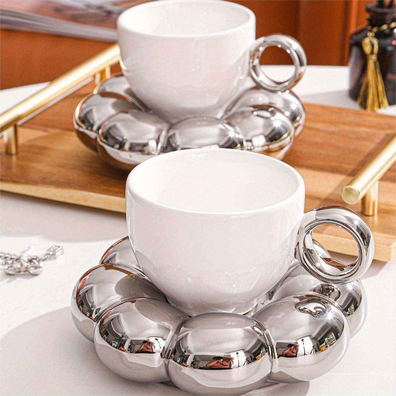Ceramic Sunflower Coffee Cup and Saucer Set 200ml Insulated Multipurpose