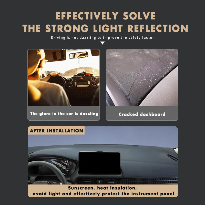 Car Dashboard Sunshade Cover PU Leather Anti-UV Anti-Slip Black 1pc