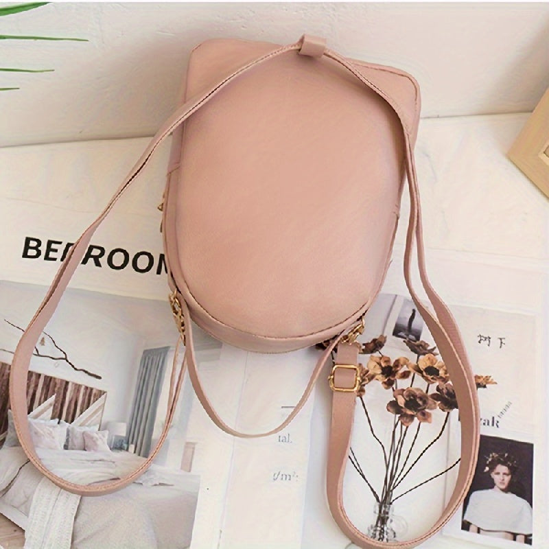 Mochila bordada con diseño Argyle a la moda, cierre de cremallera y correa de hombro ajustable