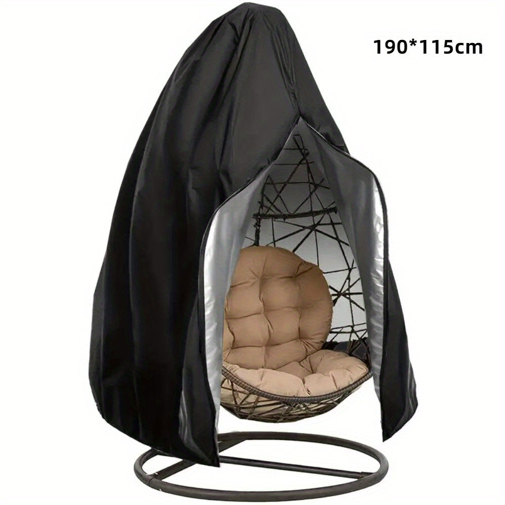 Black 420D Oxford Hanging Egg Chair Cover 115x190cm Zipper Patio Outdoor Furniture