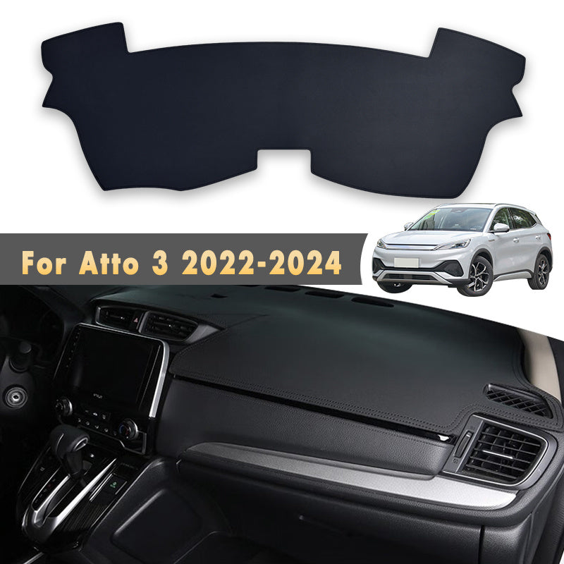 Car Dashboard Sunshade Cover PU Leather Anti-UV Anti-Slip Black 1pc