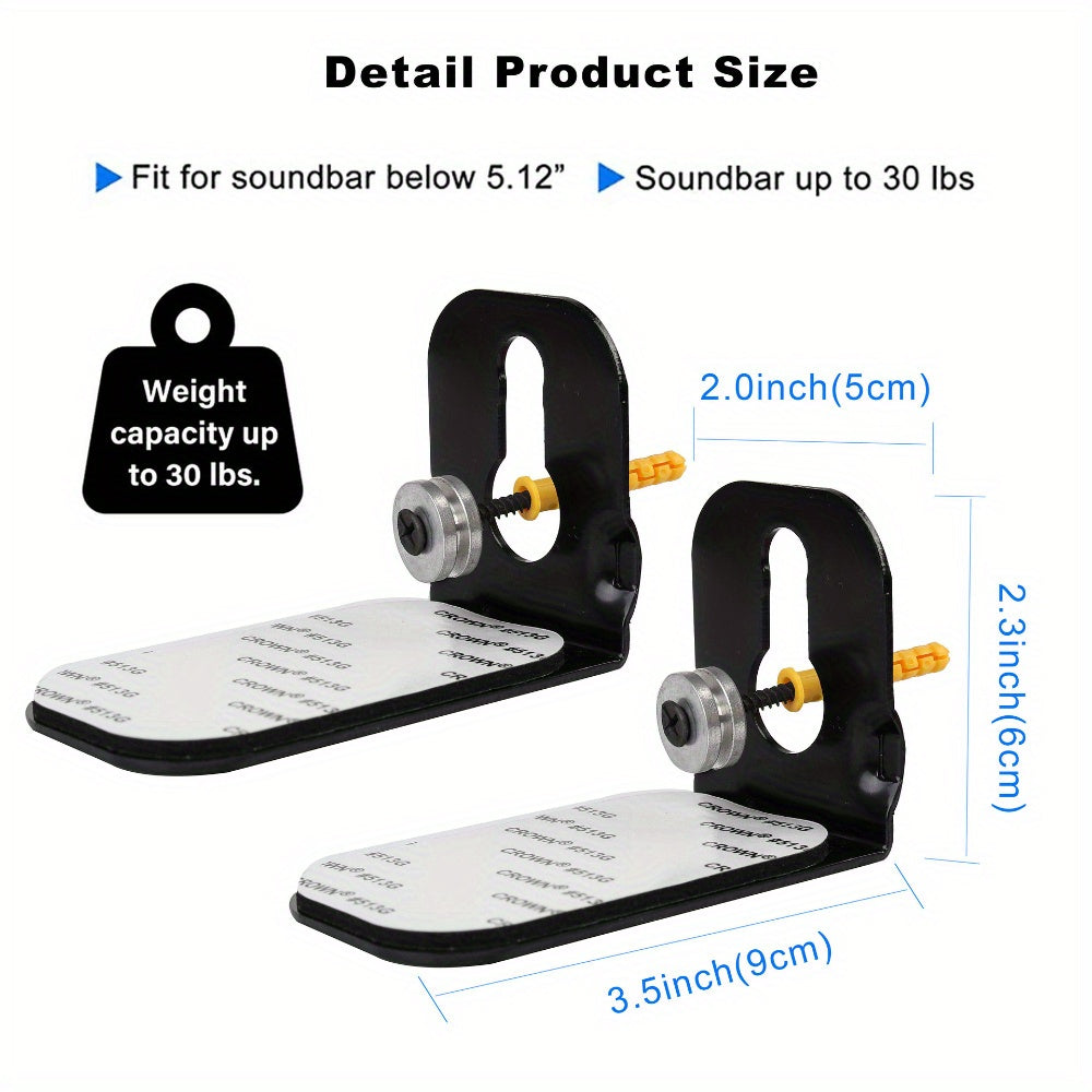 Wall Mount Kit for Soundbars with Adjustable Brackets and Universal Fit