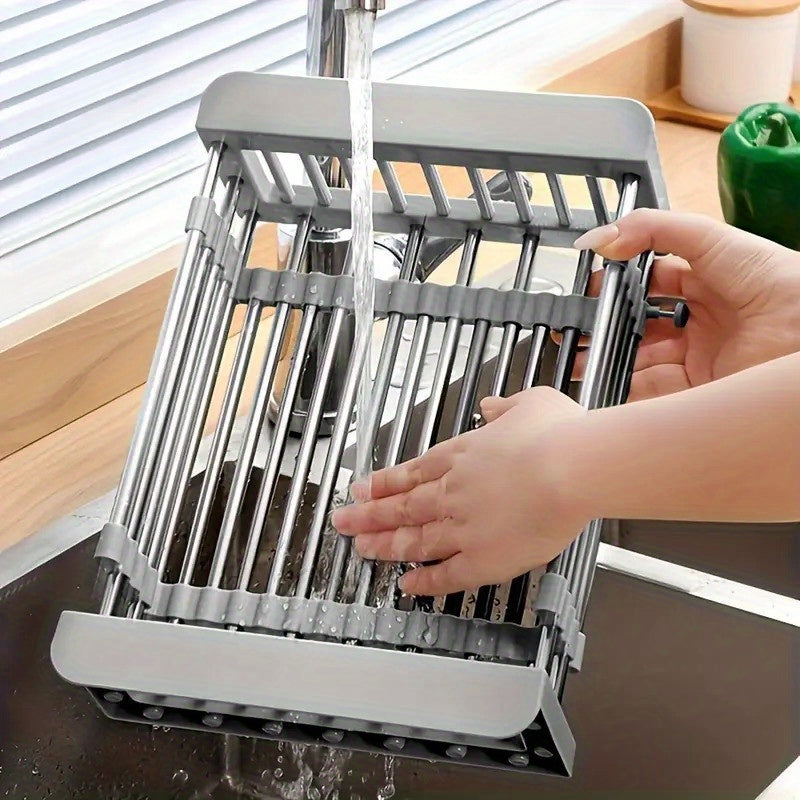 Stainless Steel Over-the-Sink Dish Drying Rack Kitchen Sink Organizer Adjustable