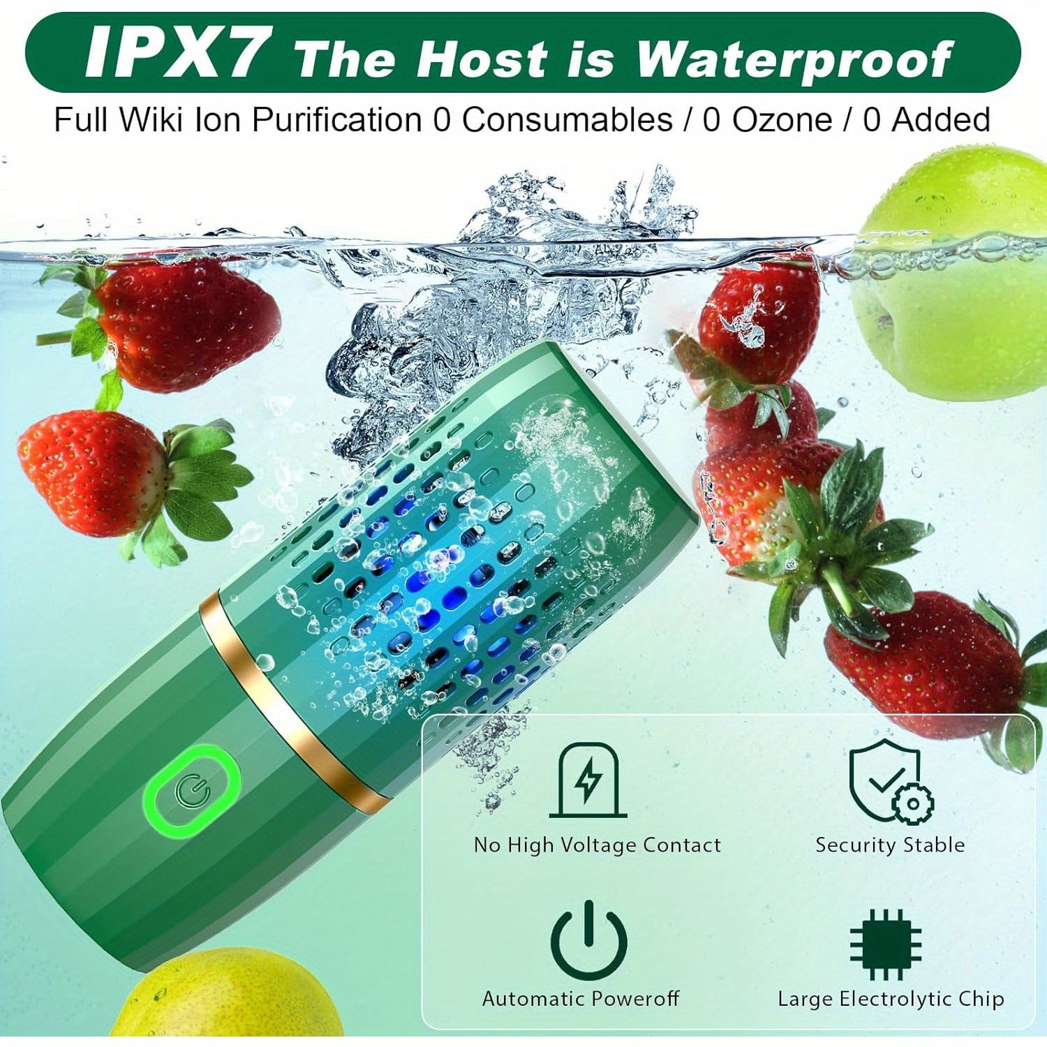 Toza va mevali-uzumli mahsulotlar uchun portativ tozalash vositasi, Oh-Ion tozalash texnologiyasidan foydalanib, chuqur tozalash uchun.