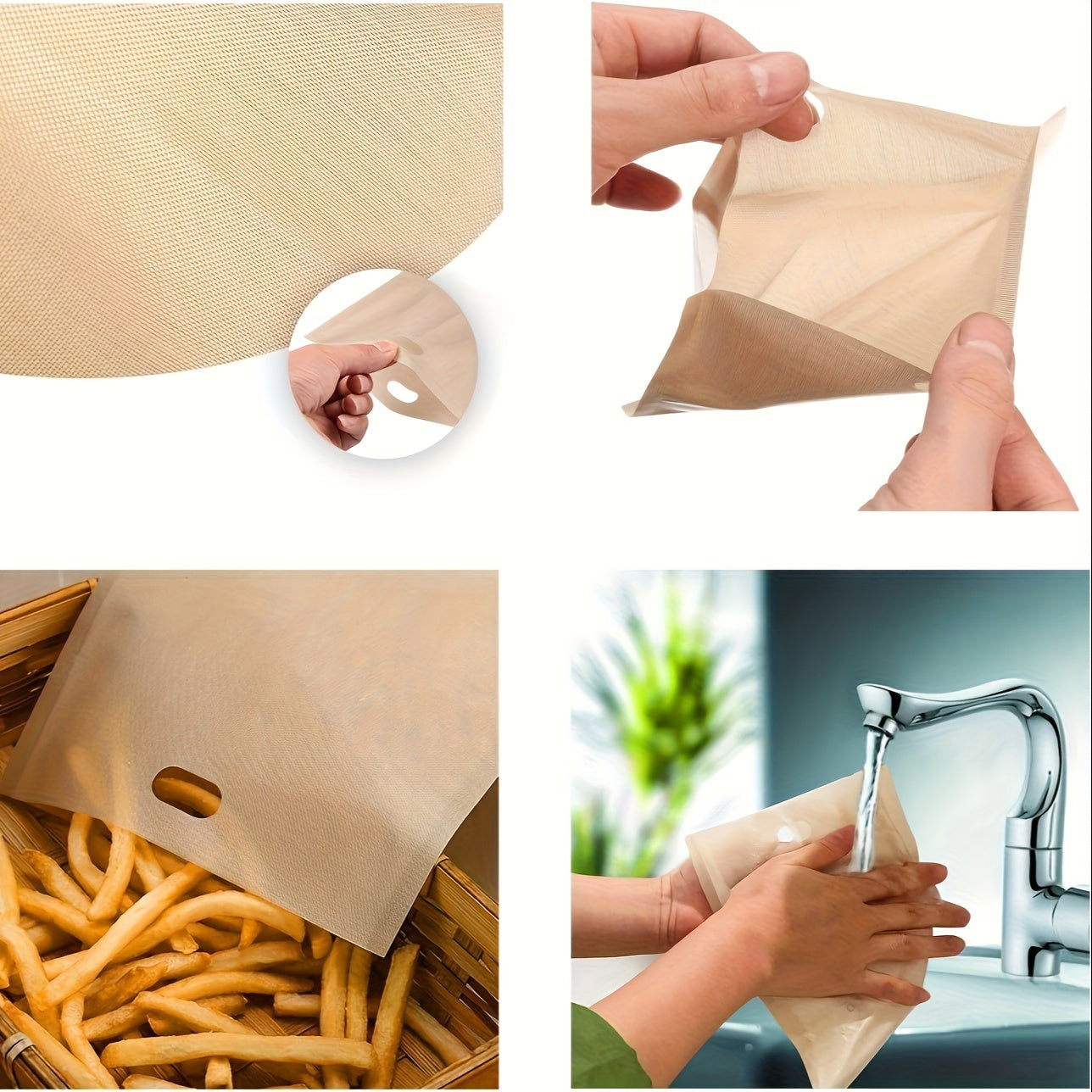 Qayta ishlatiladigan Fiberglas Toaster sumkalar, yopishmaydigan, 16x16.5cm, grill pishirilgan pishloq va pizza uchun