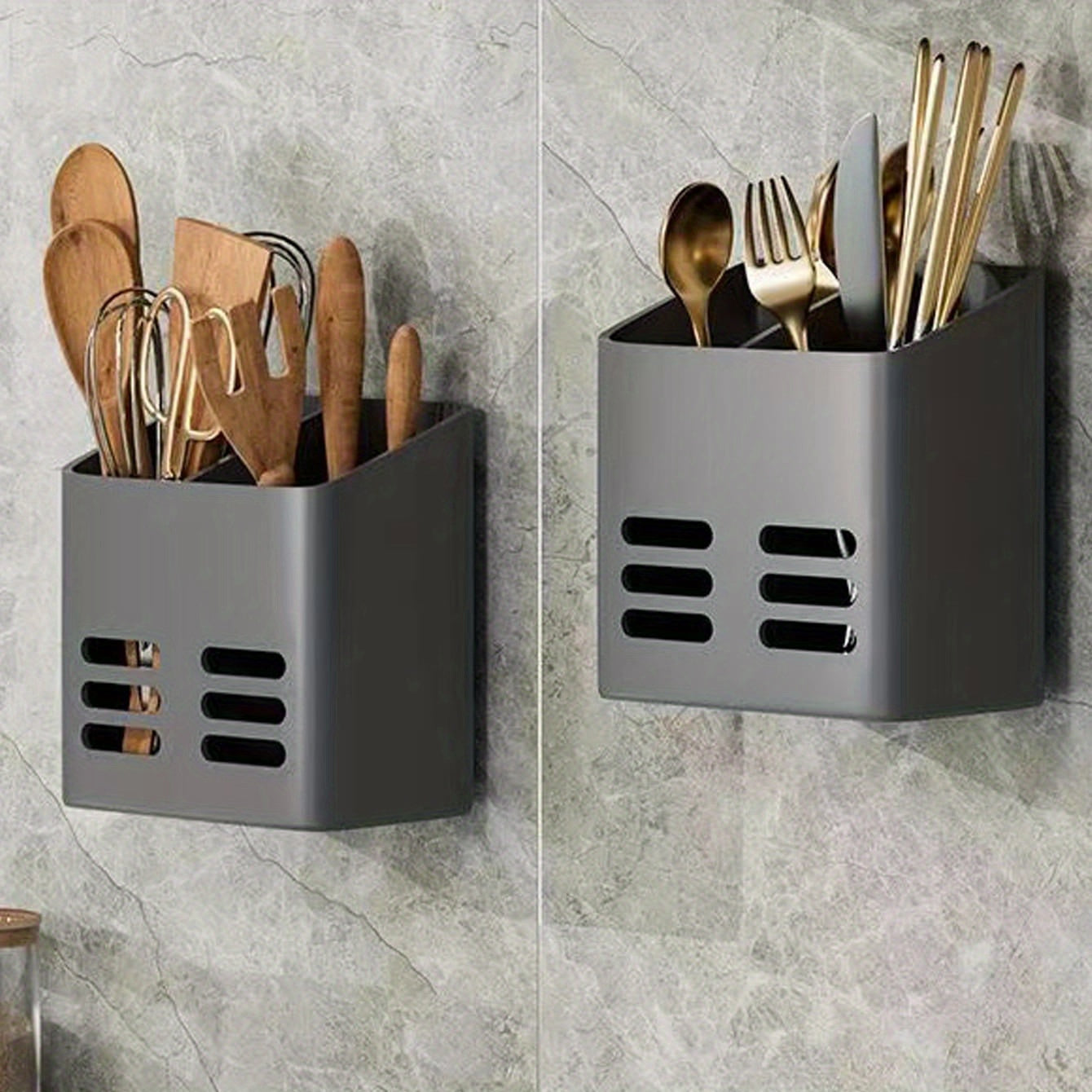 Organizador de almacenamiento de pared con cesta con drenaje para cocina baño plástico