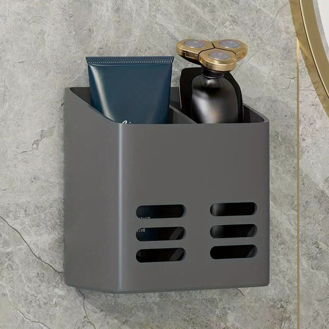 Organizador de almacenamiento de pared con cesta con drenaje para cocina baño plástico