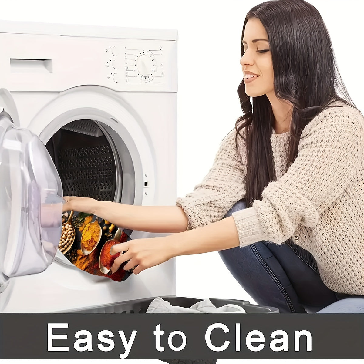 Farmhouse Kitchen Mat with Spoon and Spice Design, Fade-Resistant, High Traffic Entryway Rug