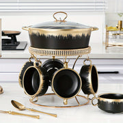 7-Piece Ceramic Soup Tureen Set with Lid for Home Kitchen