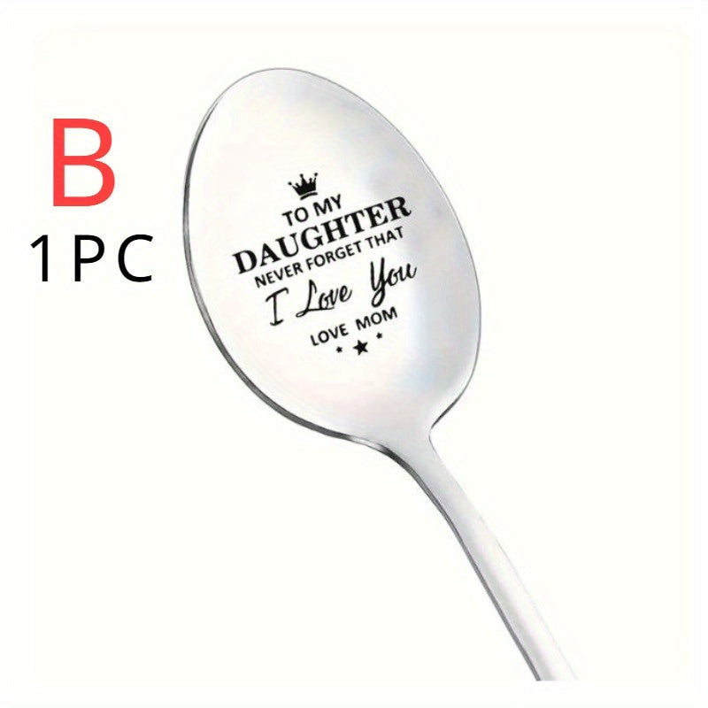 Personalized Engraved Metal Coffee Spoons with Love Message for Daughters and Friends
