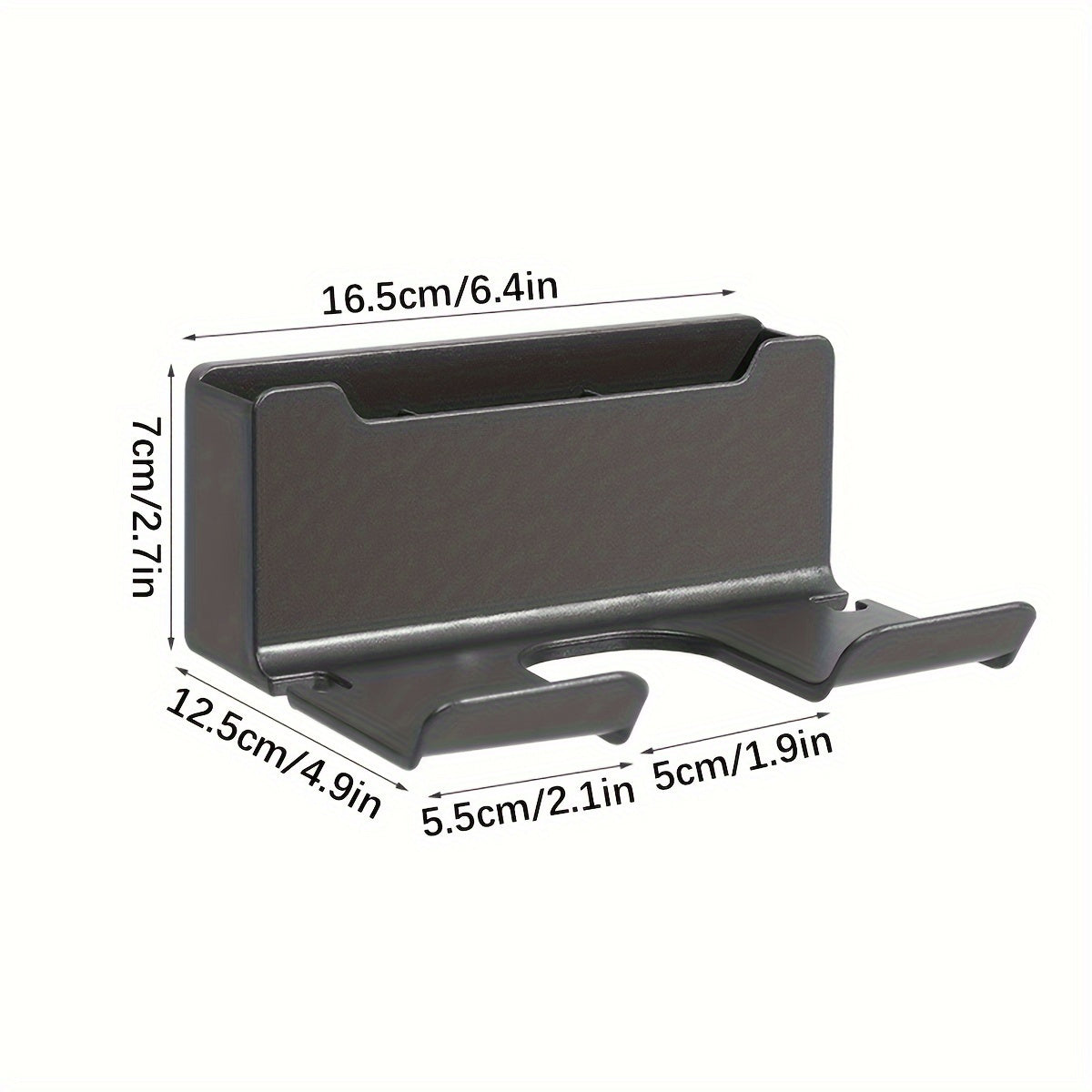 Wall-Mounted Hair Dryer Rack Bathroom Storage Organizer Black Metal