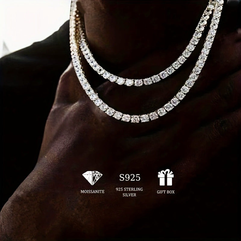 Sterling Silver Moissanite Pendant Necklace 18K Gold Plated Boho Gothic Style