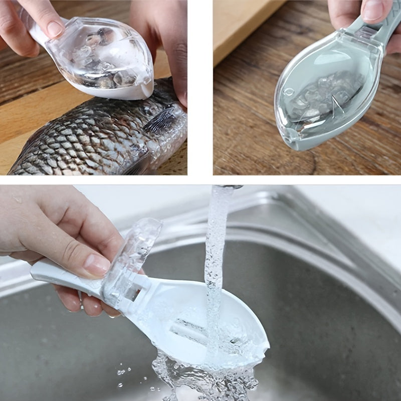 Fish Scale Remover with Lid Durable PVC Scraper for Kitchen Fish Cleaning