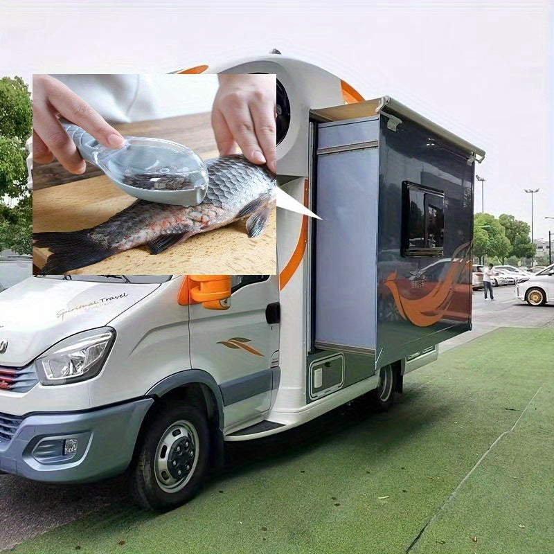 Fish Scale Remover with Lid Durable PVC Scraper for Kitchen Fish Cleaning