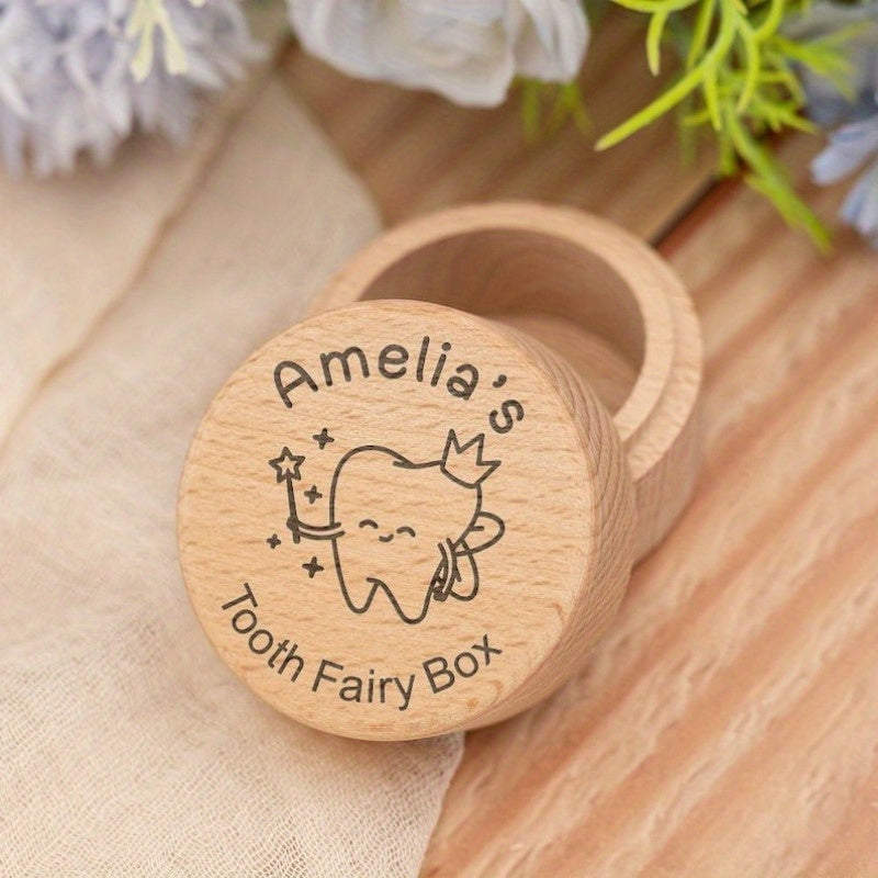 Wooden Keepsake Box for Tooth Fairy Storage and Gift for Kids