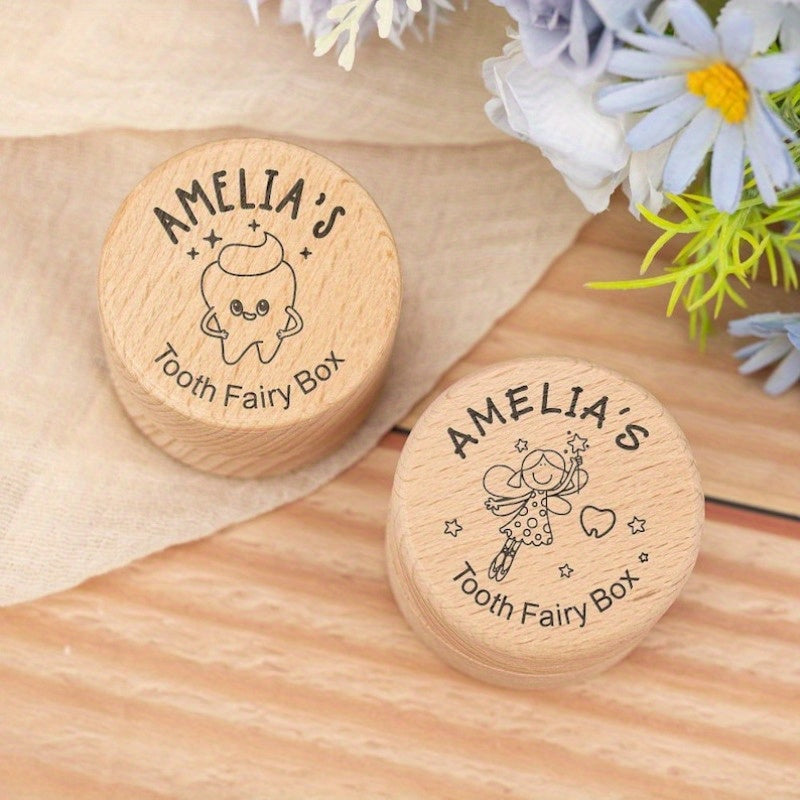 Wooden Keepsake Box for Tooth Fairy Storage and Gift for Kids