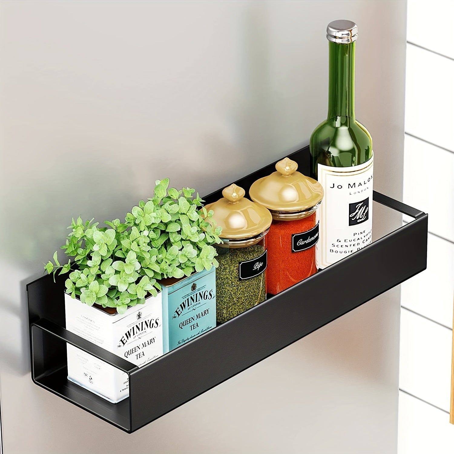 Wall Mounted Magnetic Storage Shelf Metal Organizer for Kitchen Bathroom