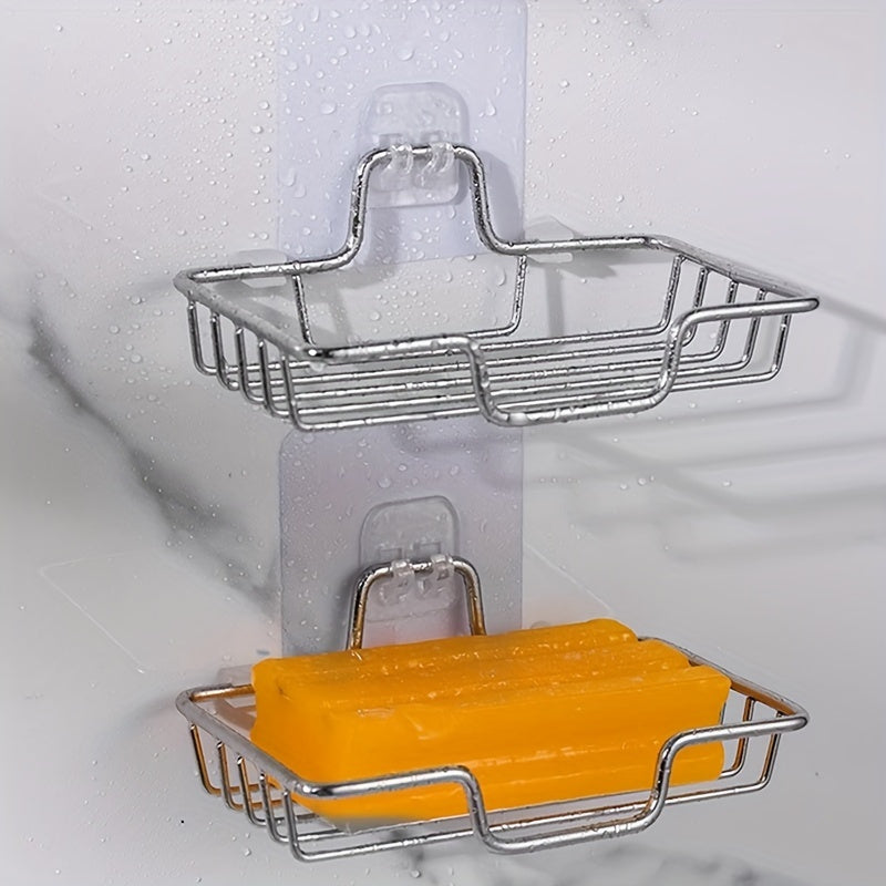 Stainless Steel Wall-Mounted Soap Holder with Adhesive Bathroom Accessories