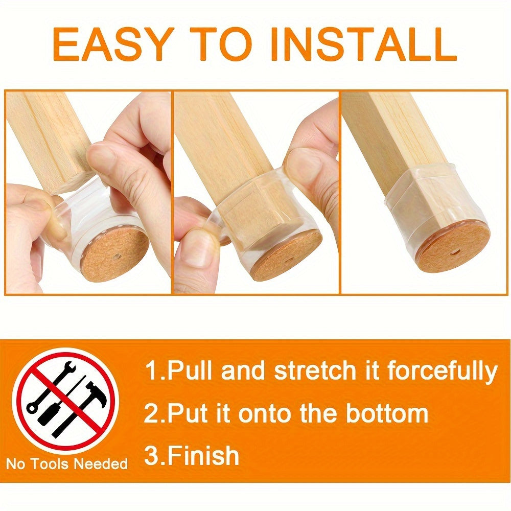 24-Pack Silicone Chair Leg Protectors with Felt Pads for Floors and Noise Reduction