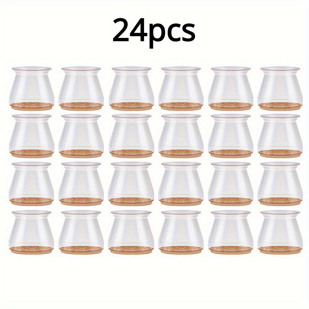 24-Pack Silicone Chair Leg Protectors with Felt Pads for Floors and Noise Reduction