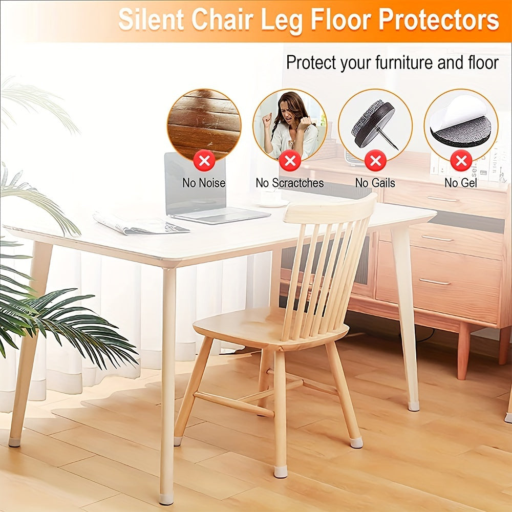 24-Pack Silicone Chair Leg Protectors with Felt Pads for Floors and Noise Reduction