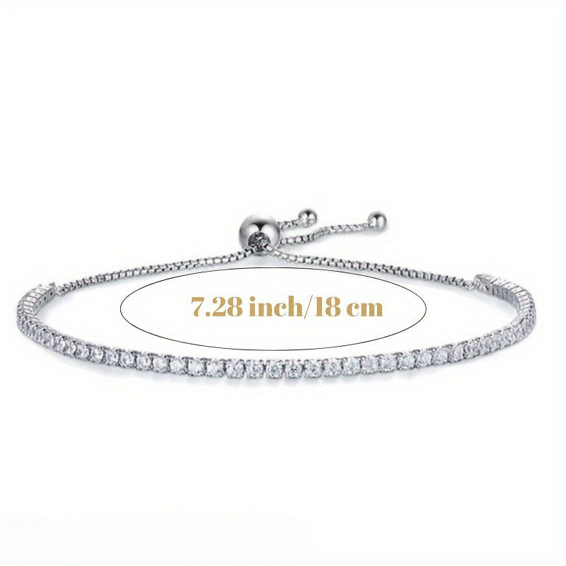 Sterling Silver Moissanite Tennis Bracelet for Women 3.5CT Adjustable Gold Plated