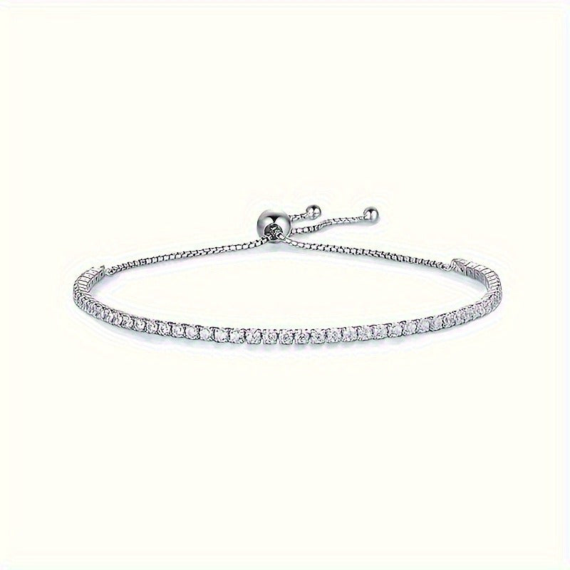 Sterling Silver Moissanite Tennis Bracelet for Women 3.5CT Adjustable Gold Plated