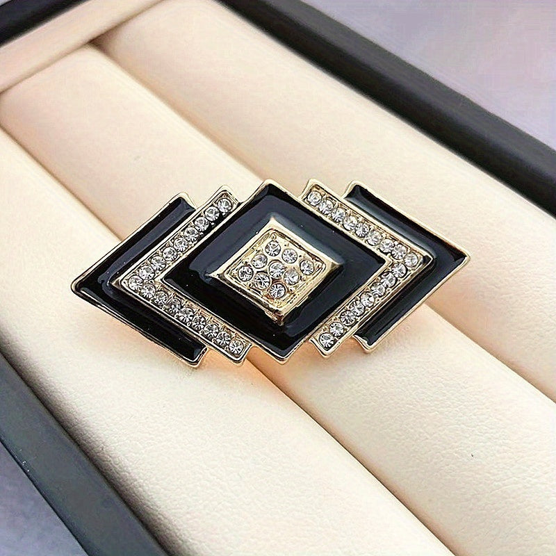 Retro Geometric Brooch with Rhinestones for Special Events