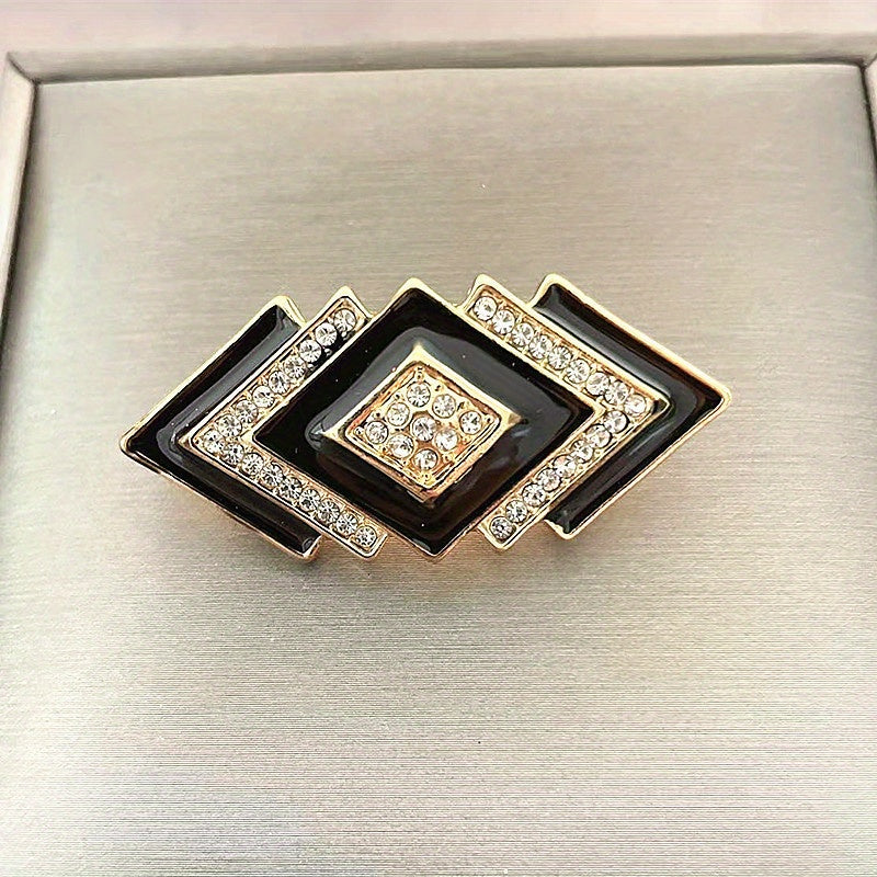 Retro Geometric Brooch with Rhinestones for Special Events