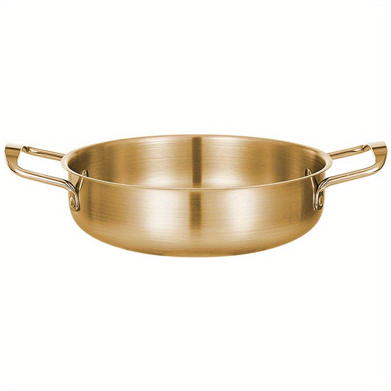 Golden Stainless Steel Ramen Pot with Lid for Soup and Seafood Cooking