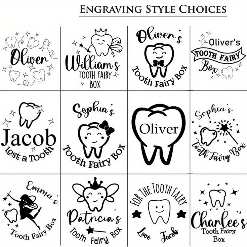 Персонализированная деревянная коробка для зубов на 1 шт. для мальчиков и девочек, сувенир для зубной феи с индивидуальным именем