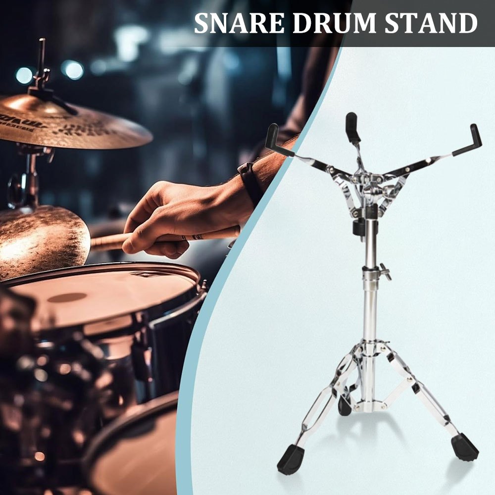 Silver Grey Alloy Snare Drum Stand Fits 30.48 cm Drum Pad Adjustable Height