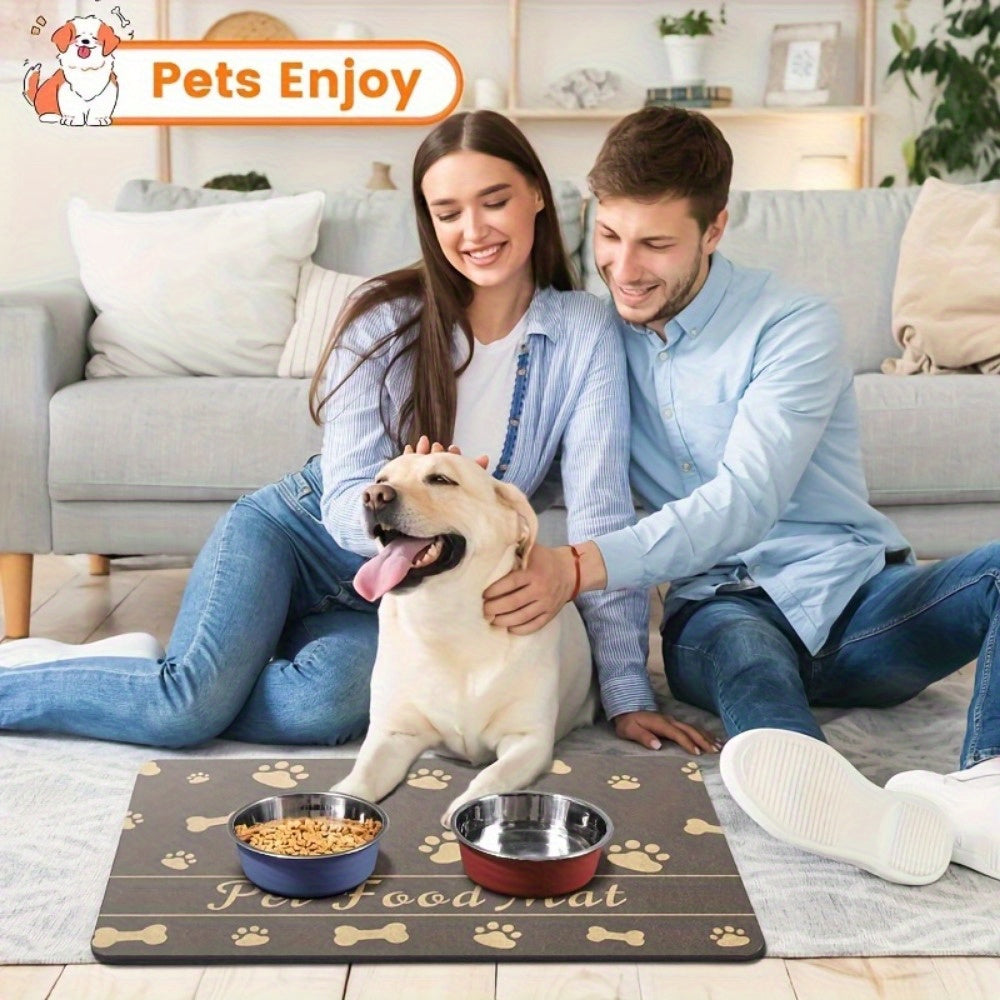 Pet Food Mat Absorbent Non-Slip Waterproof Stain-Resistant for Indoor Use